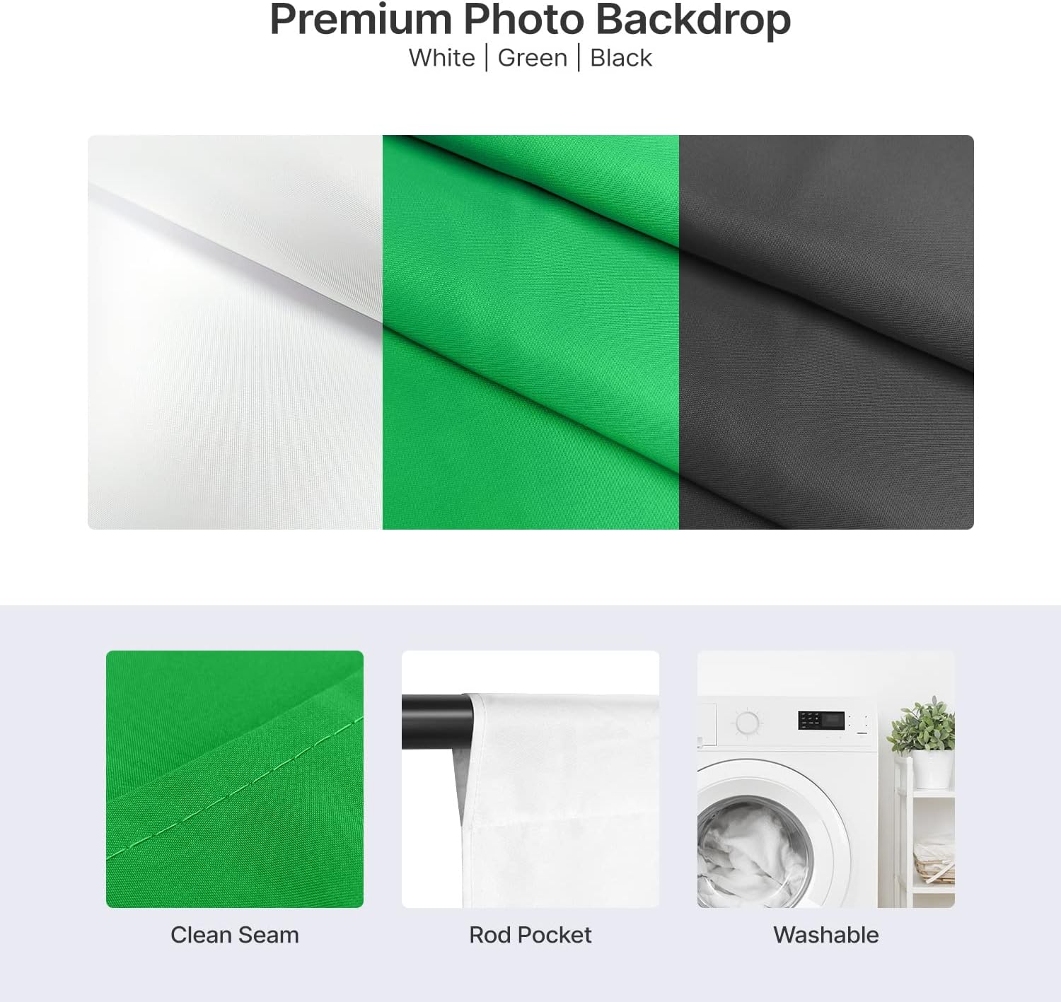 10 ft. Backdrop Support Stand Softbox Lighting Kit with White Black Green Background Screen L55948