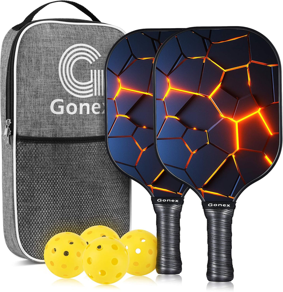 Graphite Pickleball Paddles Set of 2 with 4 Balls and Carry Bag K8794