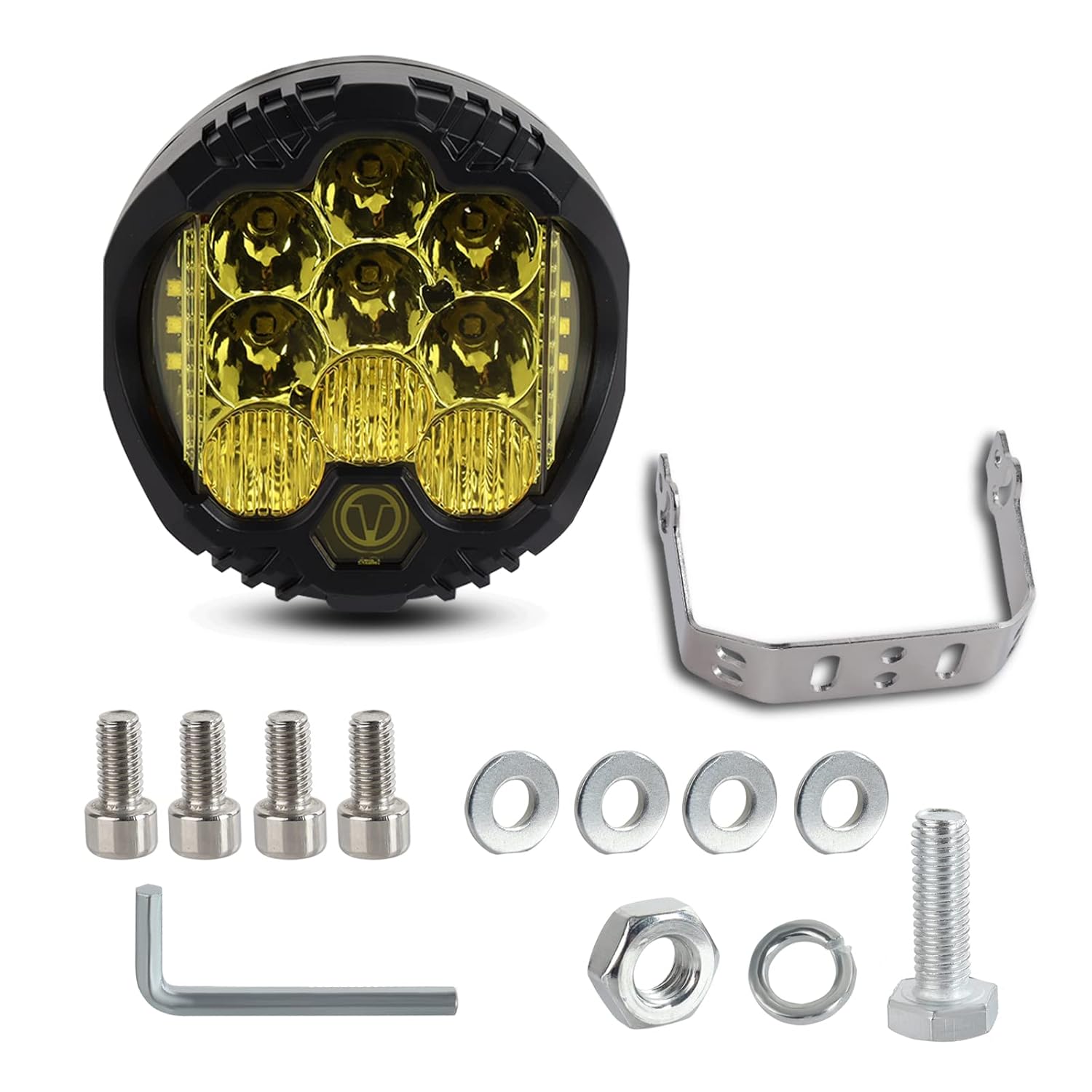 5 Inch 50W LED Light Bar Yellow Lens Combo Spot Flood Driving Lamp 33 LEDs IP67 Waterproof Fog Lights F796592