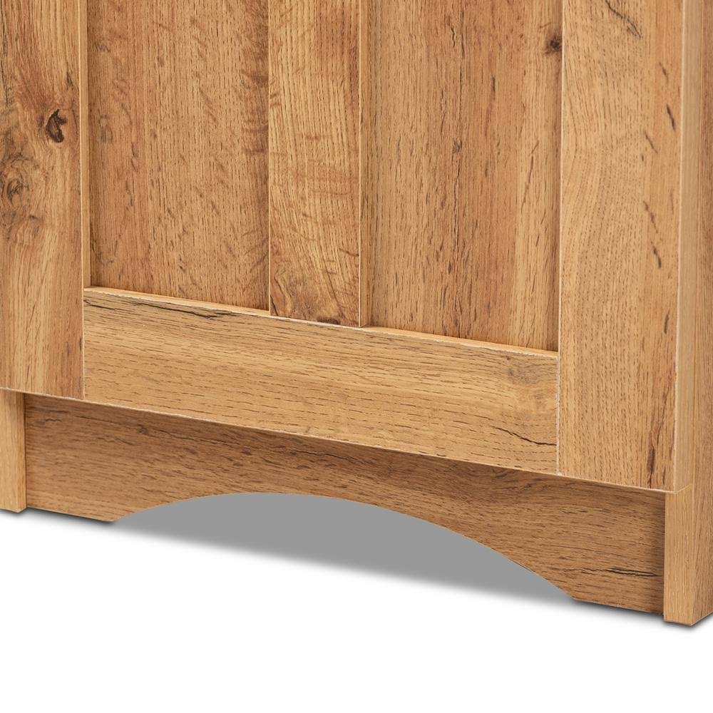 Oak Brown Finished Wood Buffet and Hutch Kitchen Cabinet H426