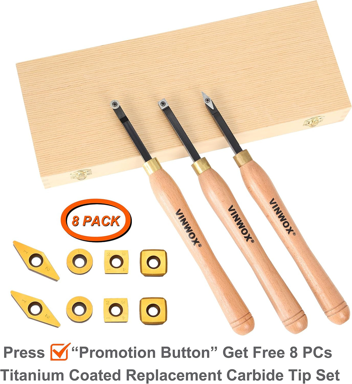 3 PCS Carbide Wood Lathe Turning Tool Set T3719