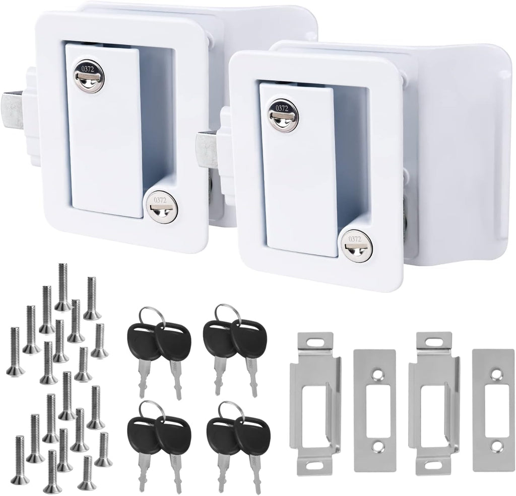RV Door Lock with Paddle Deadbolt, 2 PCS Trailer Door Latch Replacement Kit L7284