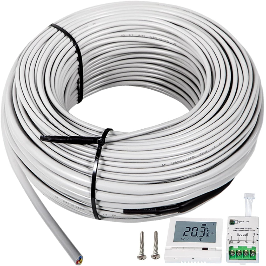 Floor Heating Cable 103 Square Feet Waterproof Insulated Temperature Control Panel Pack of 2 V925