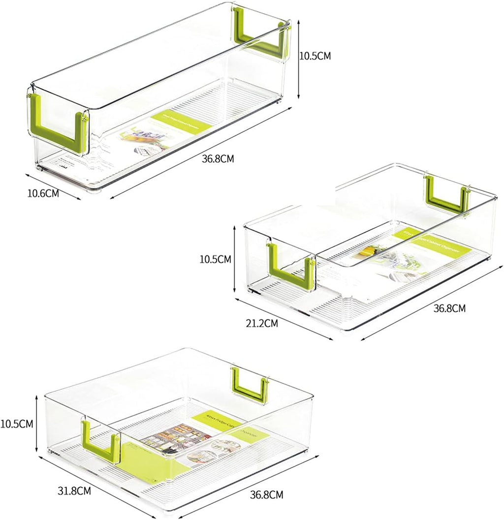Clear Refrigerator Organizer Bins, 3 Pantry Bins R25522