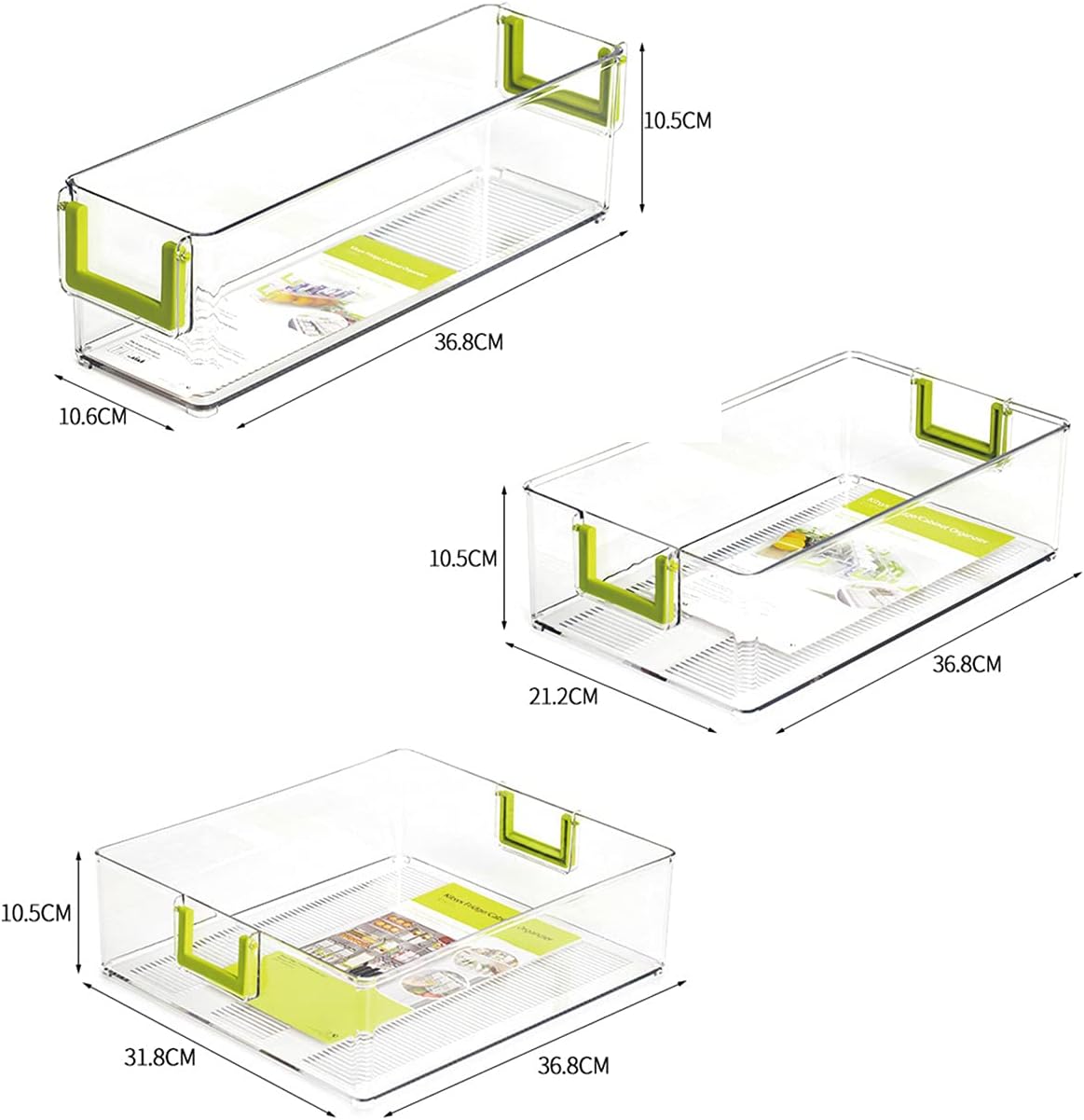 Clear Refrigerator Organizer Bins, 3 Pantry Bins R25522