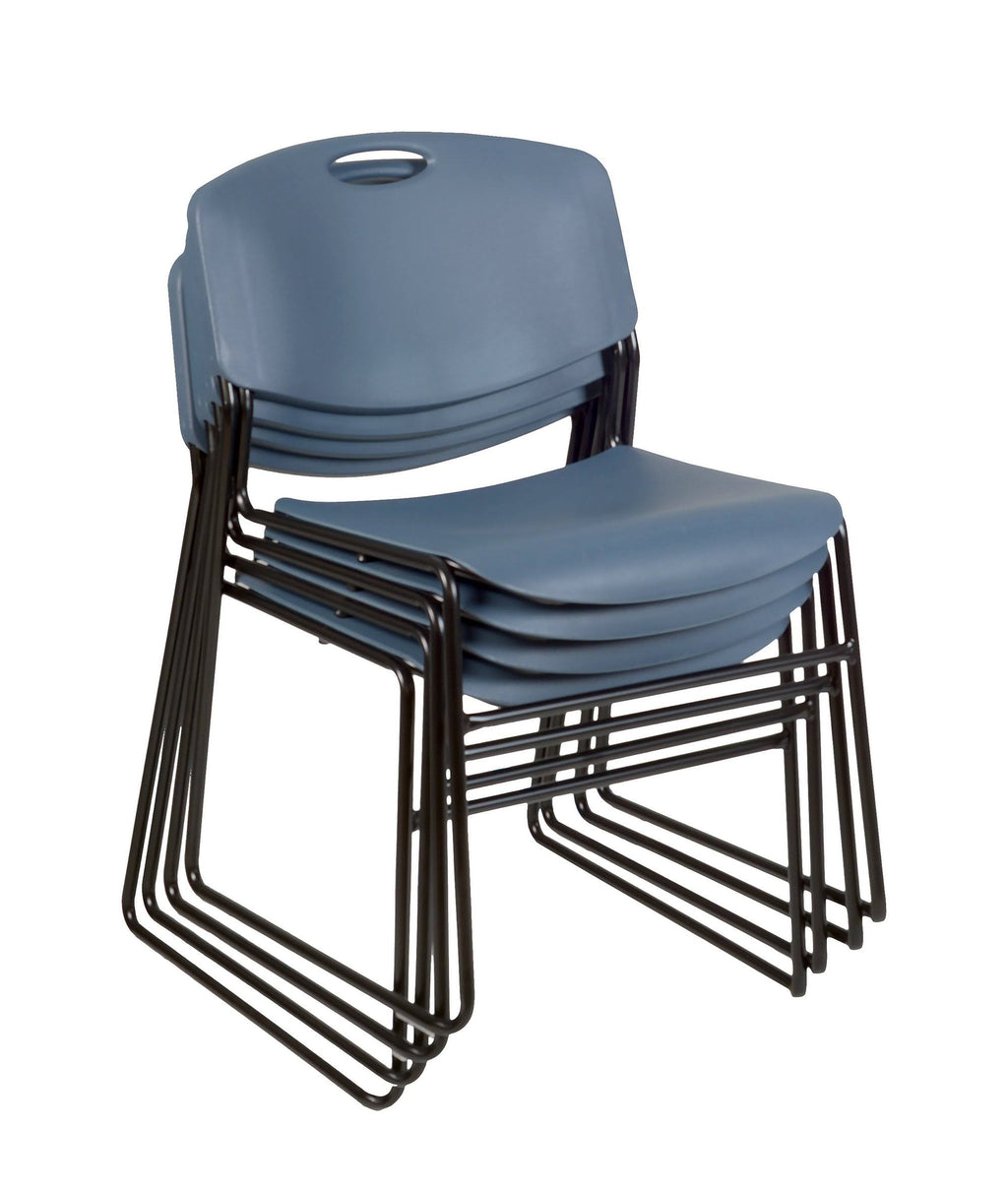 Mahogany Black Round Breakroom Table with 4 Stack Chairs Y255149
