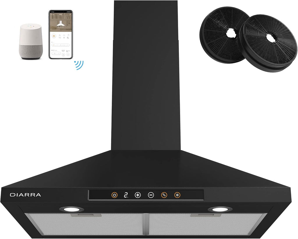 Black 30 inch 450 CFM Vent Hood with Push Button Control Y40650