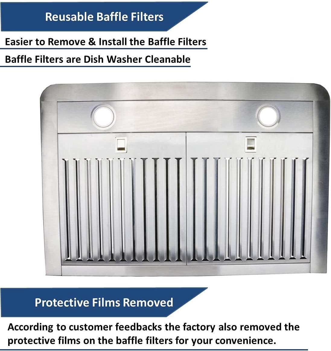 Rectangle Vent Range Hood with LED Lights F429070